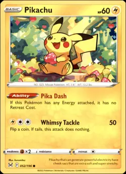 Pokemon - 2X Pikachu #052/196 - SWSH11: Lost Origin Common - Image 1