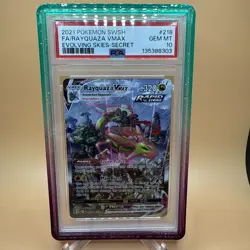 2021 POKEMON SWORD & SHIELD EVOLVING SKIES 218 FULL ART RAYQUAZA VMAX PSA 10 - Image 1