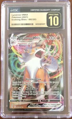 Lycanroc VMAX 092/203 Pokemon Evolving Skies Holo CGC Pristine 10 - Image 1