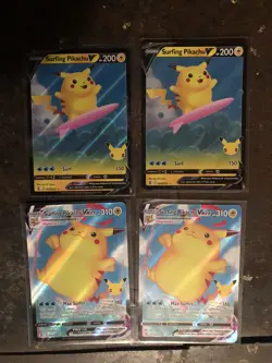 Surfing Pikachu VMAX 009/025 Celebrations Pokemon 2021 x2 And Surfing Pikachu V - Image 1