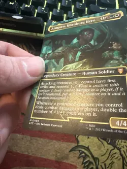 Mtg Magic LoTR Commander Aragorn, Hornburg Hero Misprint Hot Stamp Error Card - Image 3