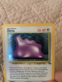 Pokemon Ditto (3/63) Fossil HP HOLO TCH Card lv 20 vintage #132 - Image 3