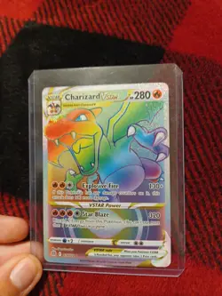 Pokemon TCG Charizard VSTAR Rainbow Secret Rare Card Brilliant Stars 174/172 - Image 1