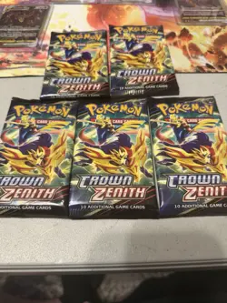 Crown Zenith Booster Pack CRZ Sword & Shield Pokemon Card TCG Sealed Lot of 5 - Image 1