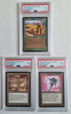 MTG 3 Antiquities Cards All PSA 9 MINT Citanul Druid, Feldon's Cane, Ornithopter - Image 1