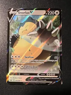 Pokemon Snorlax V 141/202 Swsh01: Sword & Shield Full Art Holo Ultra Rare Card - Image 1