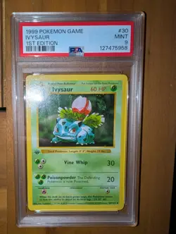 Pokemon Ivysaur Base Set First Edition Shadowless Card 030/102 - PSA 9 - Image 1