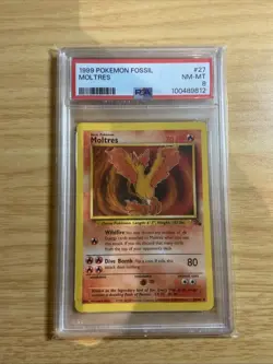 PSA 8 Moltres Fossil 27/62 non-holo pokemon tcg not ace bsg tag cgc - Image 1