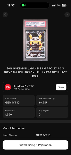 2016 POKEMON JPN SM PROMO #013 FULL ART/PRETEND TEAM SKULL PIKACHU PSA 10 - Image 3