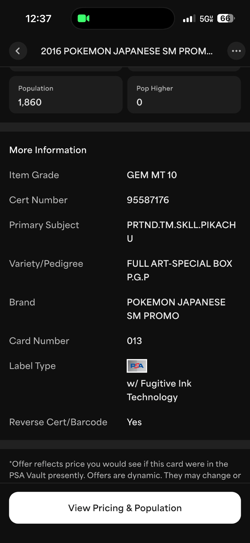 2016 POKEMON JPN SM PROMO #013 FULL ART/PRETEND TEAM SKULL PIKACHU PSA 10 - Image 4