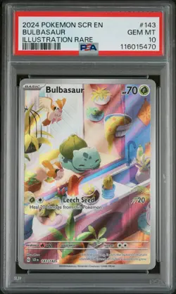 Pokemon Bulbasaur Illustration Rare Stellar Crown 143/142 PSA 10 Gem Mint - Image 1