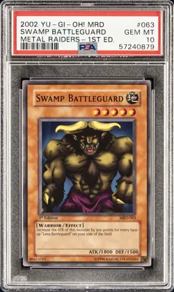 2002 YU-GI-OH! MRD-METAL RAIDERS 1ST ED #063 SWAMP BATTLEGUARD PSA 10 - Image 1