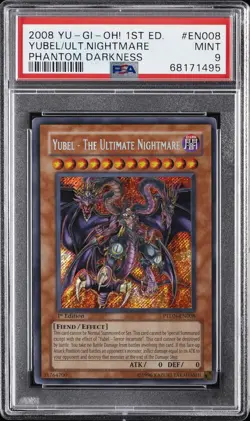 2008 YU-GI-OH! PTDN-PHANTOM DARKNESS 1ST ED YUBEL-THE ULTIMATE NIGHTMARE PSA 9 - Image 1