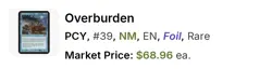 FOIL Overburden - Prophecy - MTG Magic Card - NM Near Mint - TCG $69 - Image 3
