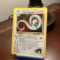 SWIRL Erika's Dragonair 4/132 Holo Gym Heroes Vintage Pokemon Card - Image 1