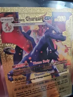 Shining Charizard GX Gold Foil Fan Art Vinyl Textured Collector Pokemon Card - Image 4