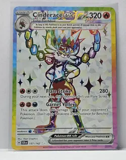 2024 Pokemon TCG English Trading Cards SCR EN 157/142 Cinderace Ex Holo - Image 1