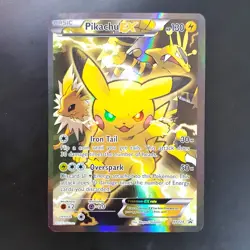 Pikachu EX XY124 Full Art Red & Blue Black Star Promo NM Pokemon Card - Image 1