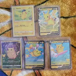 Pokemon Pikachu Card Lot 5 Cards - Celebrations & Pokemon GO, V & Promo Variants - Image 1