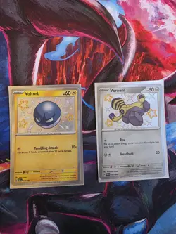 Baby Shiny Pokemon TCG Cards Paldean Fates Voltorb Varoom - Image 1