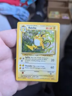 Raichu 14/102 Pokemon Card TCG Based Set Unlimited Holo Rare - Image 1