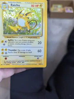 Raichu 14/102 Pokemon Card TCG Based Set Unlimited Holo Rare - Image 3