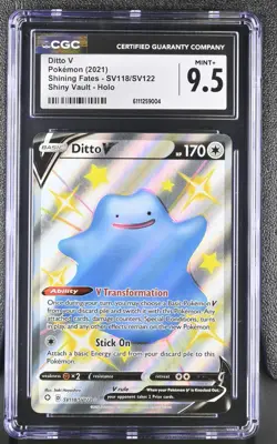 CGC 9.5 MINT+ Shiny Ditto V Full Art SV118/SV122 Shining Fates Pokemon Card psa - Image 1