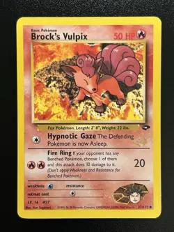 BROCK'S VULPIX W Stamp Pokemon Card - WOTC Promo - Gym Challenge - 37/132 LP (C) - Image 1