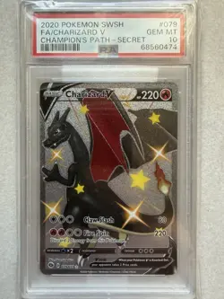 2020 POKEMON SWORD & SHIELD CHAMP'S PATH SECRET #079 FULL ART/CHARIZARD V PSA 10 - Image 1