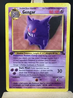 Pokemon TCG Gengar First Edition Non Holo Fossil Set 20/62 1999 Vintage Rare - Image 1