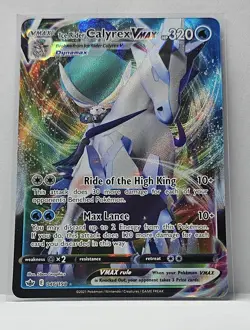 2021 Pokemon SWSH Chilling Reign Ice Rider Calyrex VMAX #046/198 - Image 1