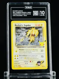 Pokemon 2021 Rockets Zapdos 15/132 Holo Celebrations Classic Collection TAG 10 - Image 1
