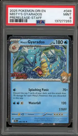 Pokemon Misty's Gyarados STAFF Destined Rivals Prerelease Holo Promo #049 PSA 9 - Image 1