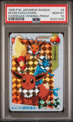 PSA 10 EEVEE EVOLUTIONS PRISM 1998 POKEMON JAPANESE BANDAI CARDDASS VENDING #8 - Image 1