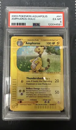 2003 POKEMON AQUAPOLIS #H1 AMPHAROS-HOLO PSA 6 - Image 1