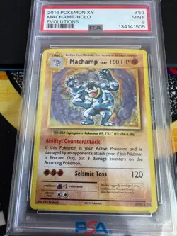 2016 Pokemon XY Evolutions #59 Machamp Holo PSA 9 MINT - Image 1