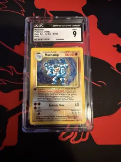 CGC 9 MINT Machamp 1999 Base Set 1st Edition 8/102 Holo Pokemon Card - Image 1