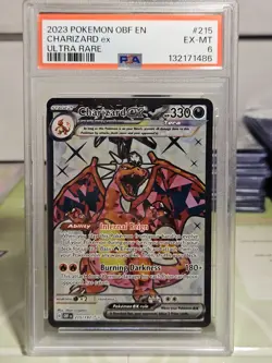 PSA 6 EX-MT Charizard Ex Graded Pokemon Card #215 Obsidian Flames 2023 - Image 1