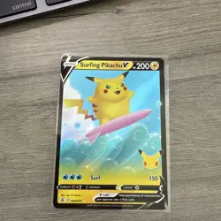 Surfing Pikachu V - 008/025 - Pokemon Celebrations Sword & Shield Rare Card NM - Image 1