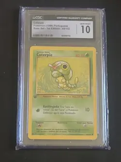 CGC 10, Pokemon TCG Caterpie 45/102 1st Edition Base Set Portuguese Card - Image 1