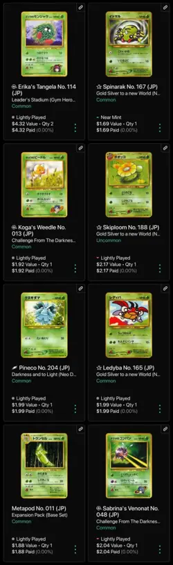 Lot of 38 Vintage Japanese Pokemon Pocket Monster Grass Type Cards LP to MP - Image 3