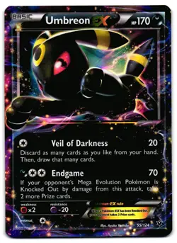 Umbreon EX 55/124 - Fates Collide Rare EX Pokemon TCG Holo - LP Card - Image 1