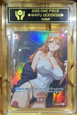NAMI One Piece Anime Waifu Goddess CUSTOM CARD Gold/Black label - Image 2