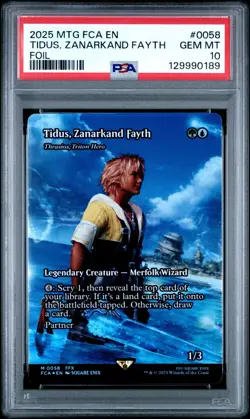 2025 MTG FINAL FANTASY THROUGH THE AGES 0058 TIDUS, ZANARKAND FAYTH FOIL PSA 10 - Image 1