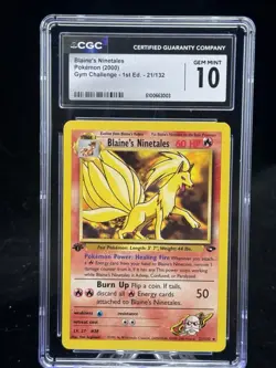 Blaine’s Ninetales #21 1st Edition Gym Challenge 2000 Pokemon CGC 10 🔥 - Image 1