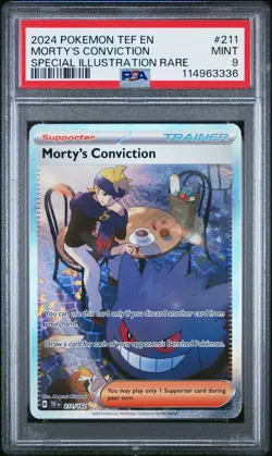2024 POKEMON TEF EN-TEMPORAL FORCES #211 MORTY'S CONVICTION SIR PSA 9 - Image 1