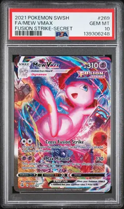 2021 POKEMON SWORD & SHIELD FUSION STRIKE SECRET #269 FULL ART/MEW VMAX PSA 10 - Image 1