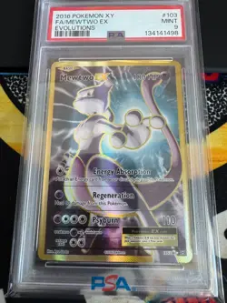 2016 Pokemon TCG XY Evolutions FA (Full Art) Mewtwo EX #103 Mint PSA 9 MINT - Image 1