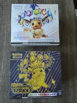 NEW Pokemon Prismatic Evolutions & Surging Sparks ETB Elite Trainer Box SEALED - Image 1