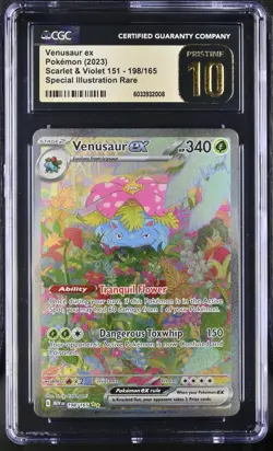 CGC 10 PRISTINE Venusaur EX 198/165 Pokemon Scarlet & Violet 151 2023 English - Image 1